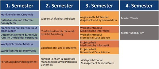 Studienverlaufsplan MA Biomedizinische INformatik Data Science an der Graduate School Rhein-Neckar